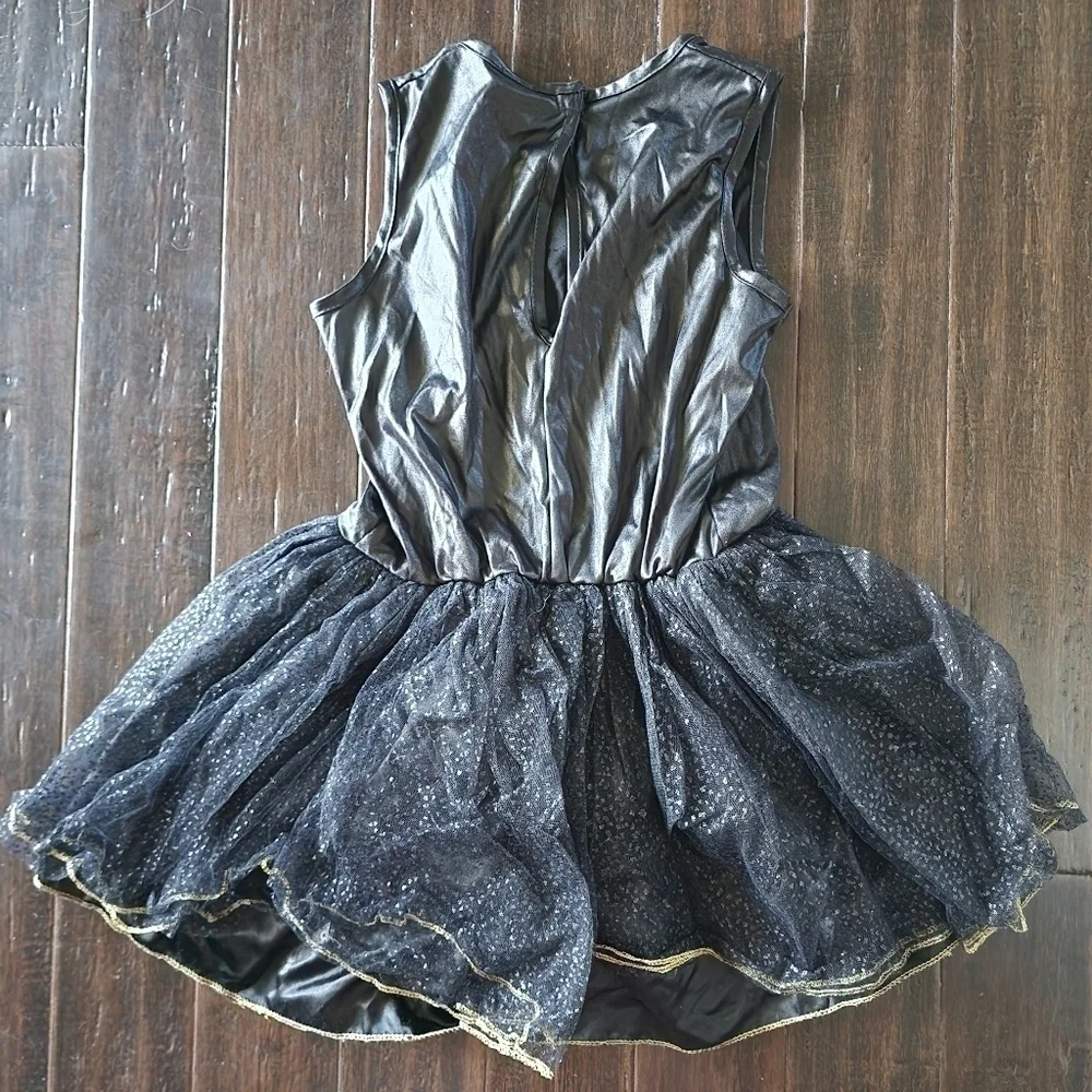 Batgirl Halloween Costume Tutu Dress Girl's Size Medium M w/ Bat Symbol Tattoo